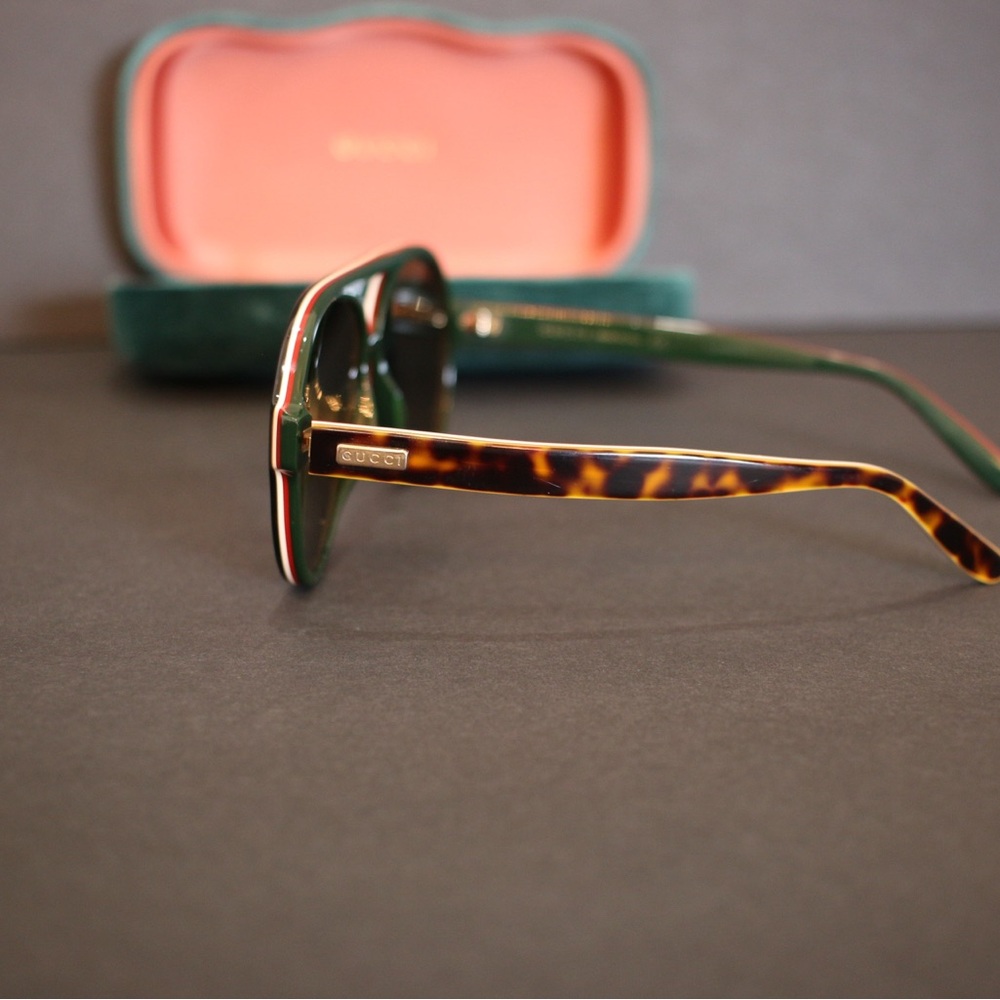 GUCCI GG0270S 0270 Havana Ivory Brown Stripe Retro Aviator Unisex Sunglasses 003 - Picture 11 of 16